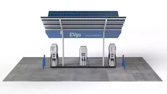 Electric Vehicle Charging Point with EV Station 02 3D model