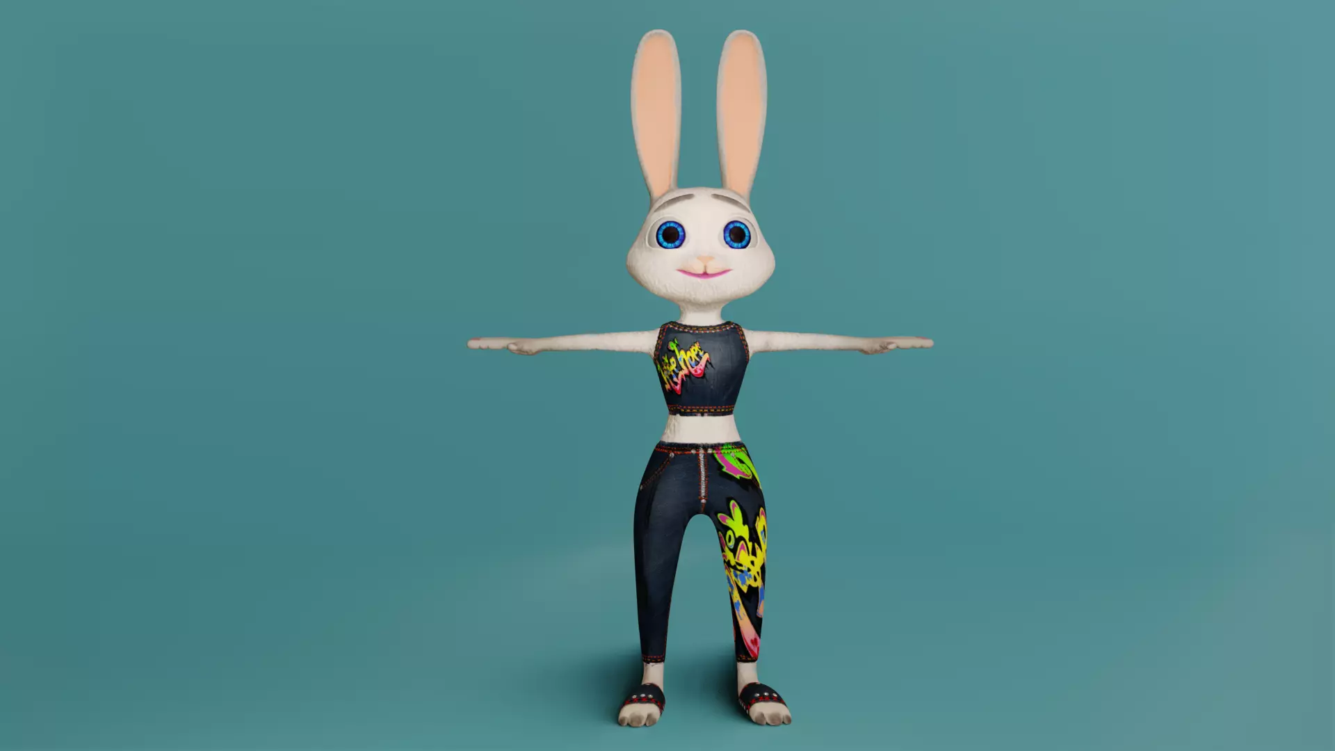 Rabbit Cartoon Character Low-poly 3D model