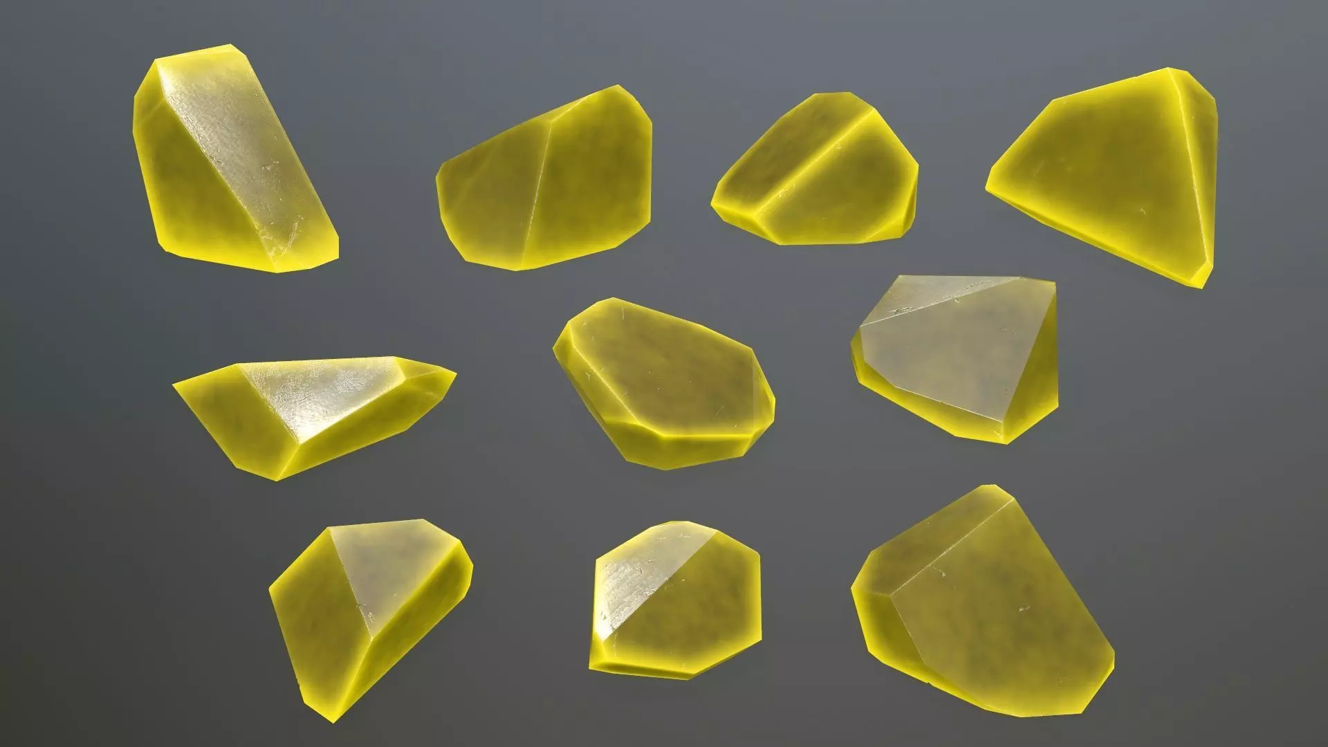 Crystal Set crystals Low-poly 3D model_0