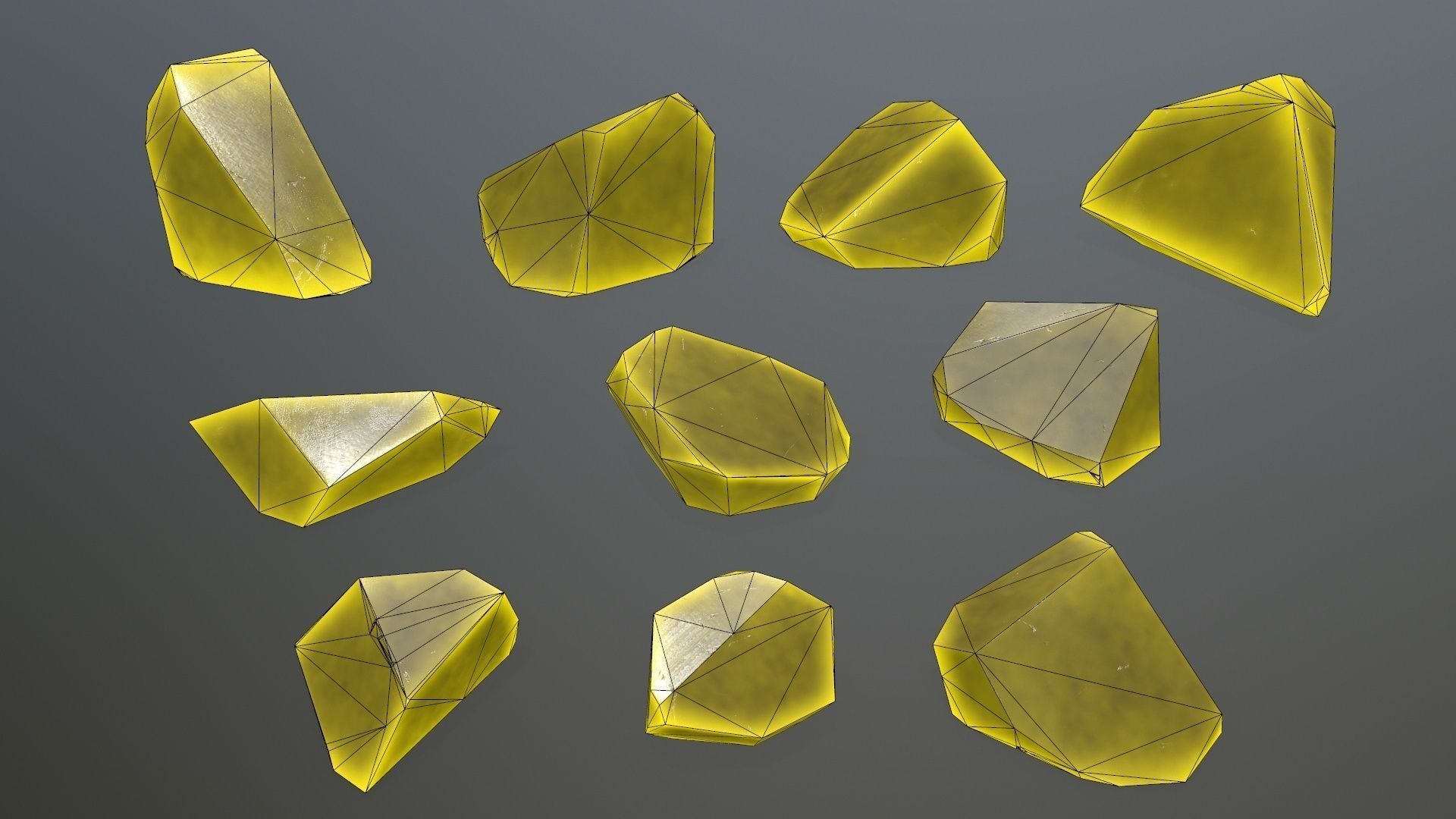 Crystal Set crystals Low-poly 3D model_11