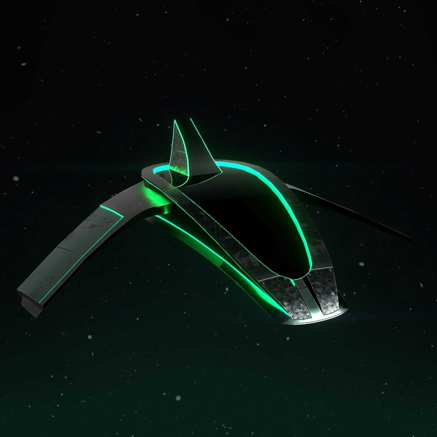 Futuristic spaceship with 4 different materials 4k Low-poly 3D model_2