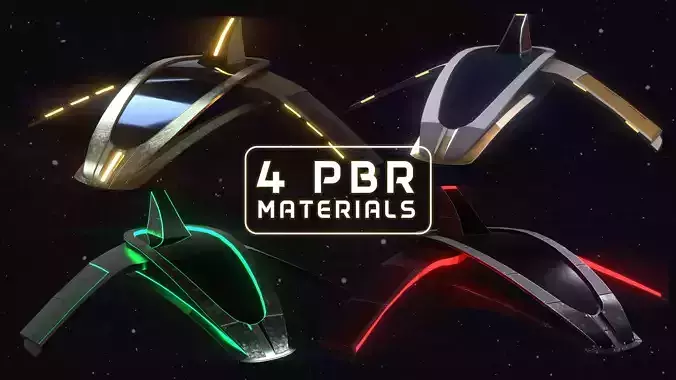 Futuristic spaceship with 4 different materials 4k Low-poly 3D model Futuristic spaceship with 4 different materials 4k Low-poly 3D model