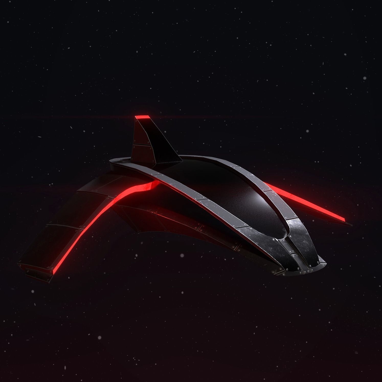 Futuristic spaceship with 4 different materials 4k Low-poly 3D model_3