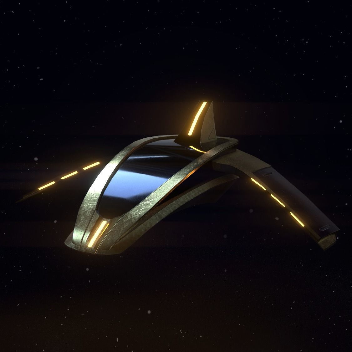 Futuristic spaceship with 4 different materials 4k Low-poly 3D model_1
