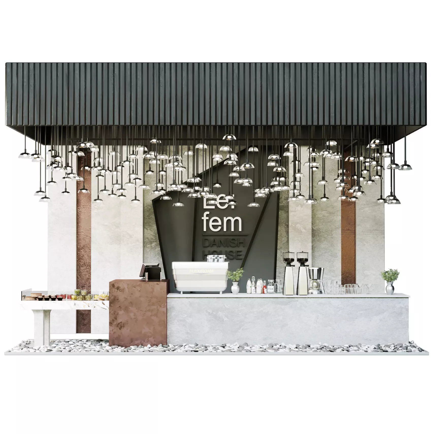 Design project of a coffee shop with a showcase of desserts 3D model_0