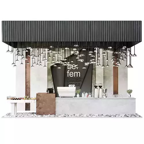 Design project of a coffee shop with a showcase of desserts