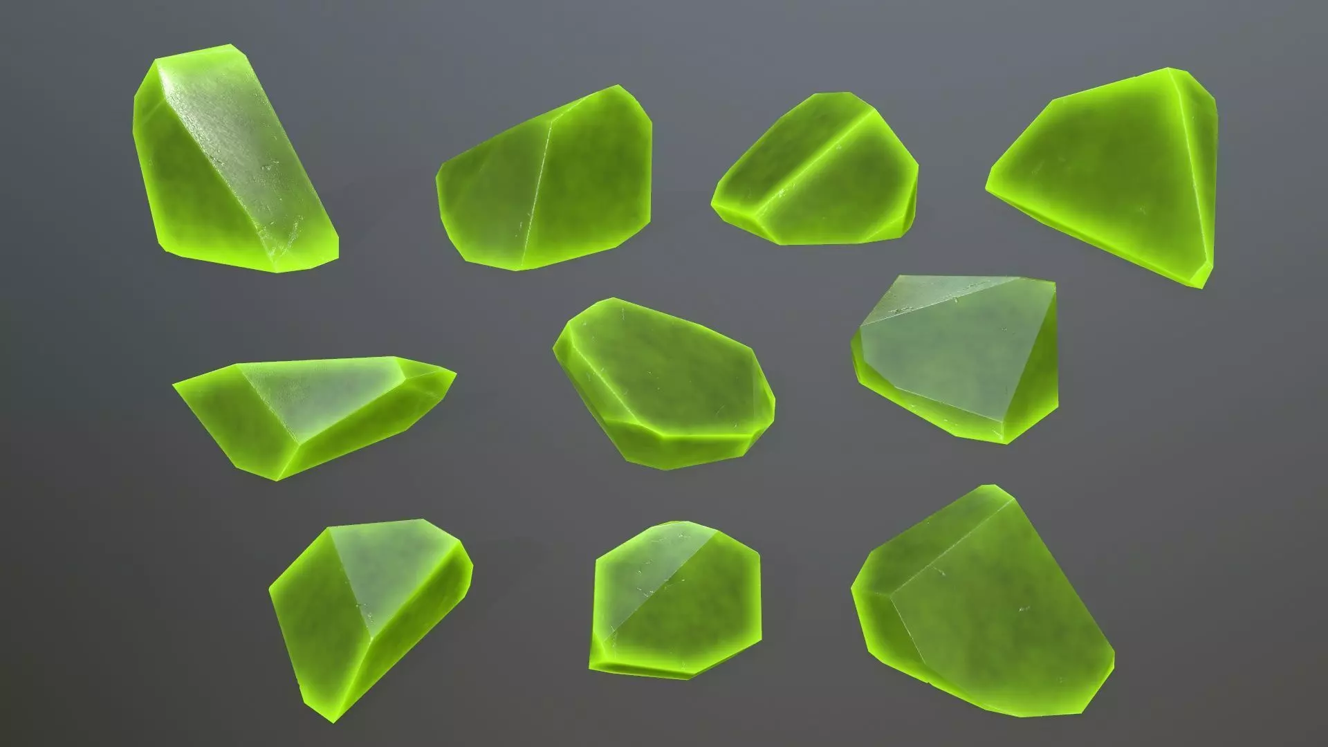Crystal Set of stones Low-poly 3D model_0