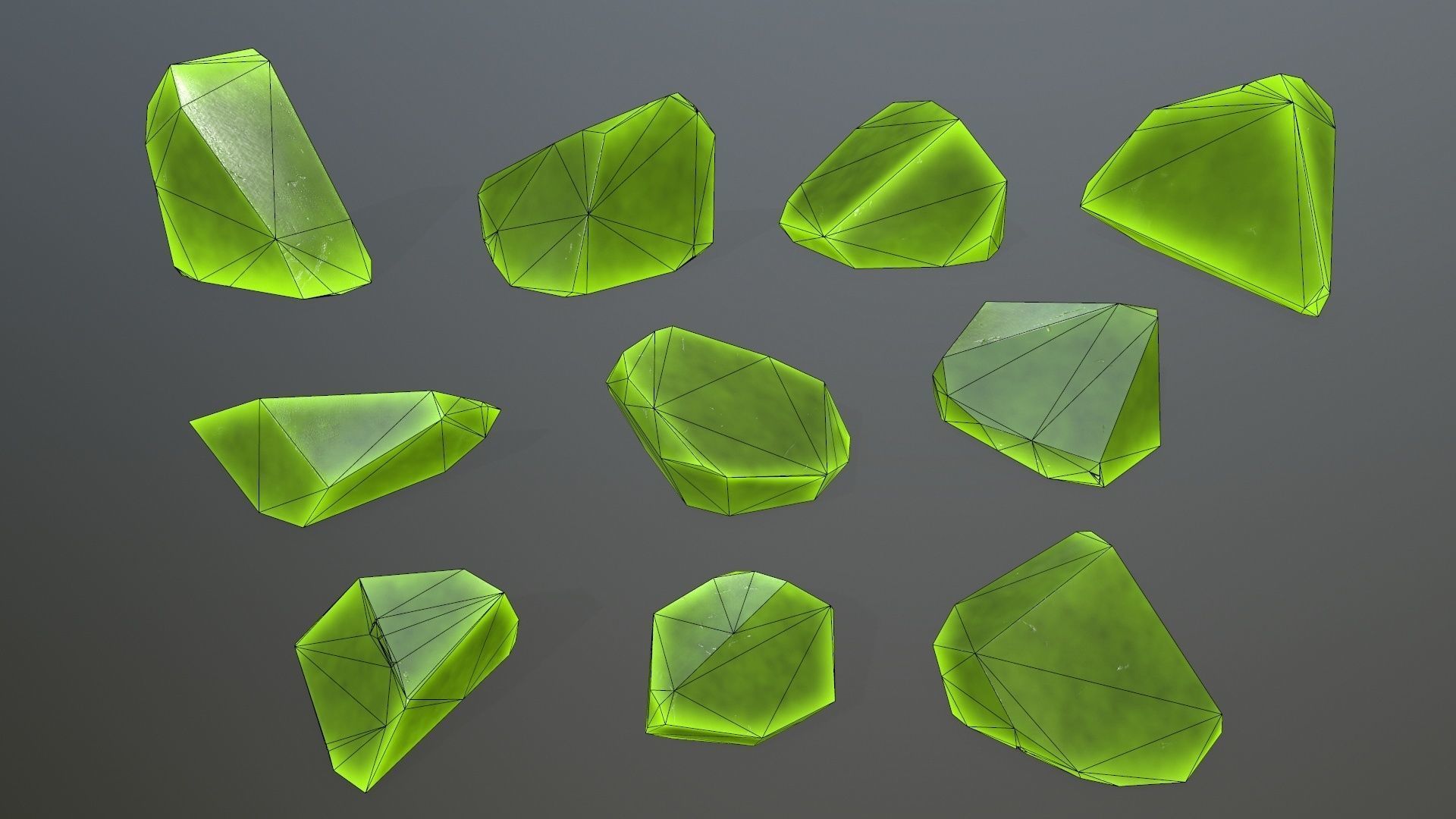 Crystal Set of stones Low-poly 3D model_11