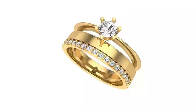 stack ring -2 Ring - diamond 4 mm - 3D print model