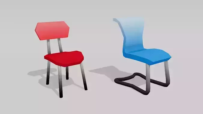 Low poly simlpe chairs 3D