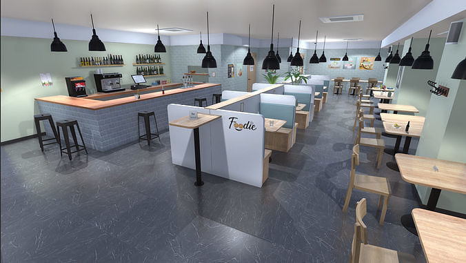 Foodie restaurant Low-poly 3D model 3