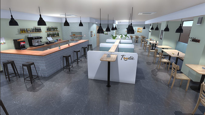 Foodie restaurant Low-poly 3D model 2