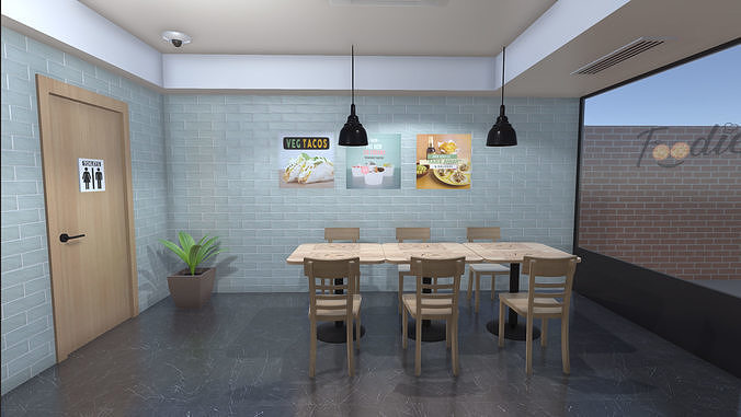 Foodie restaurant Low-poly 3D model 6