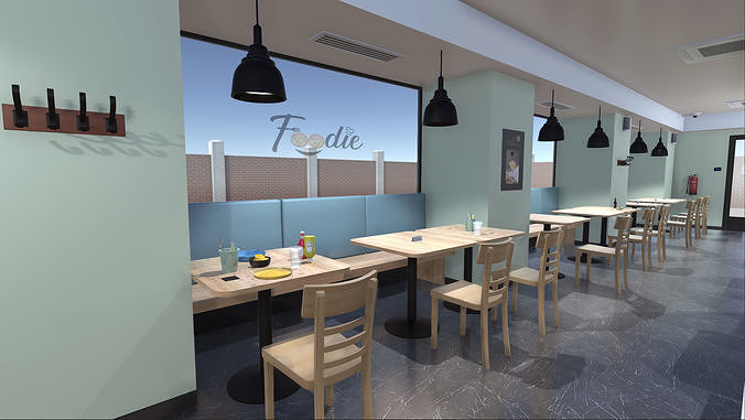 Foodie restaurant Low-poly 3D model 5