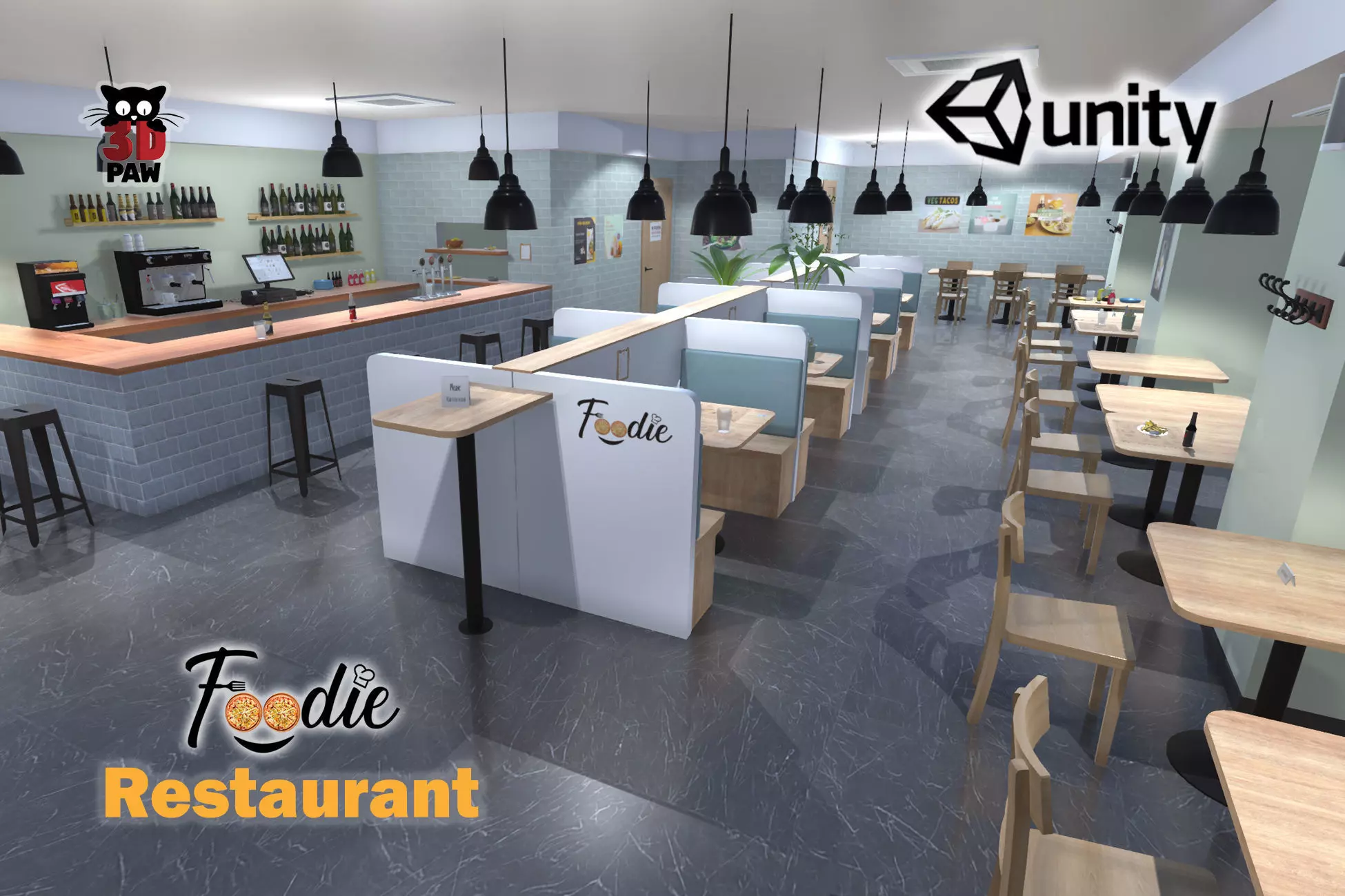 Foodie restaurant Low-poly 3D model