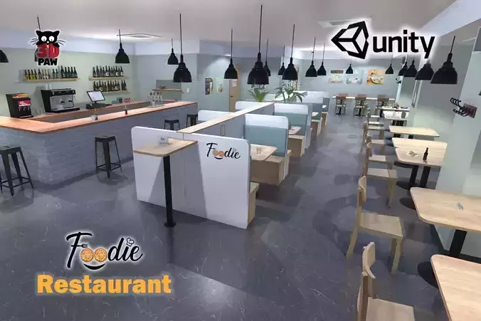 Foodie restaurant Low-poly 3D model