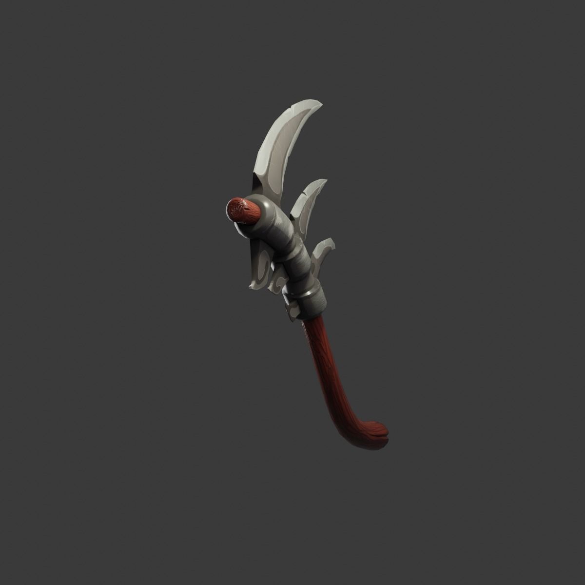 Stylized type triple bladed scythe Low-poly 3D model_3