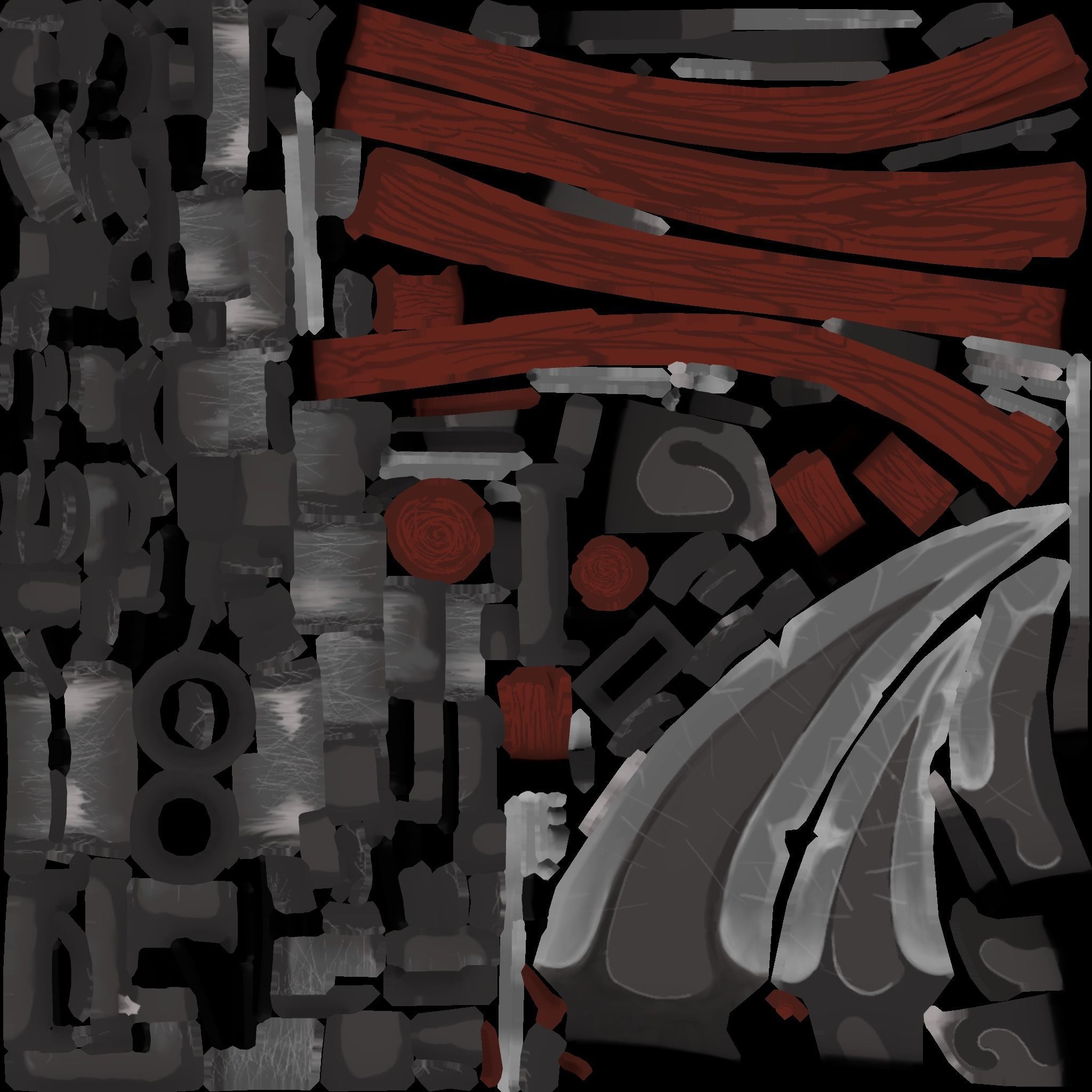 Stylized type triple bladed scythe Low-poly 3D model_13