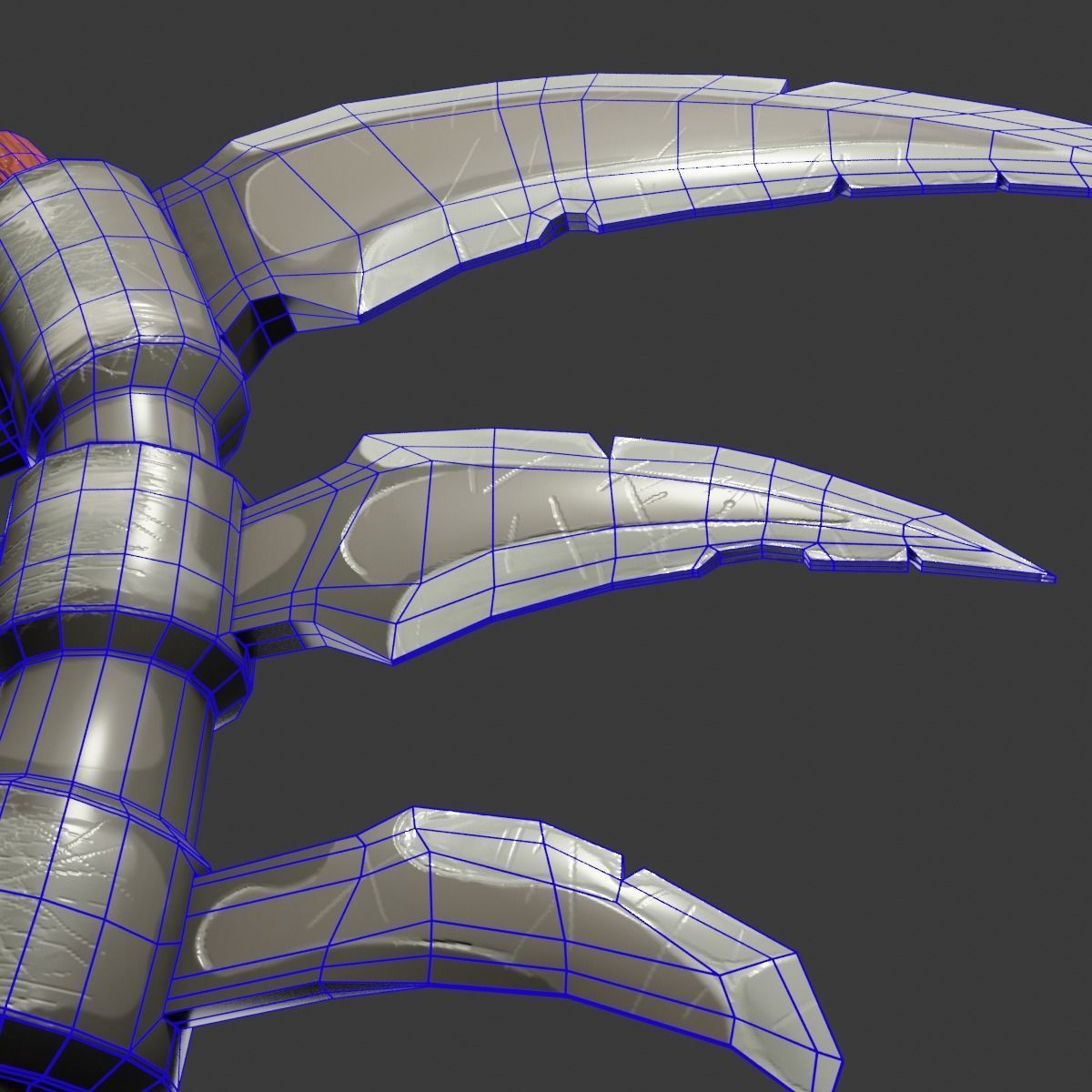 Stylized type triple bladed scythe Low-poly 3D model_18