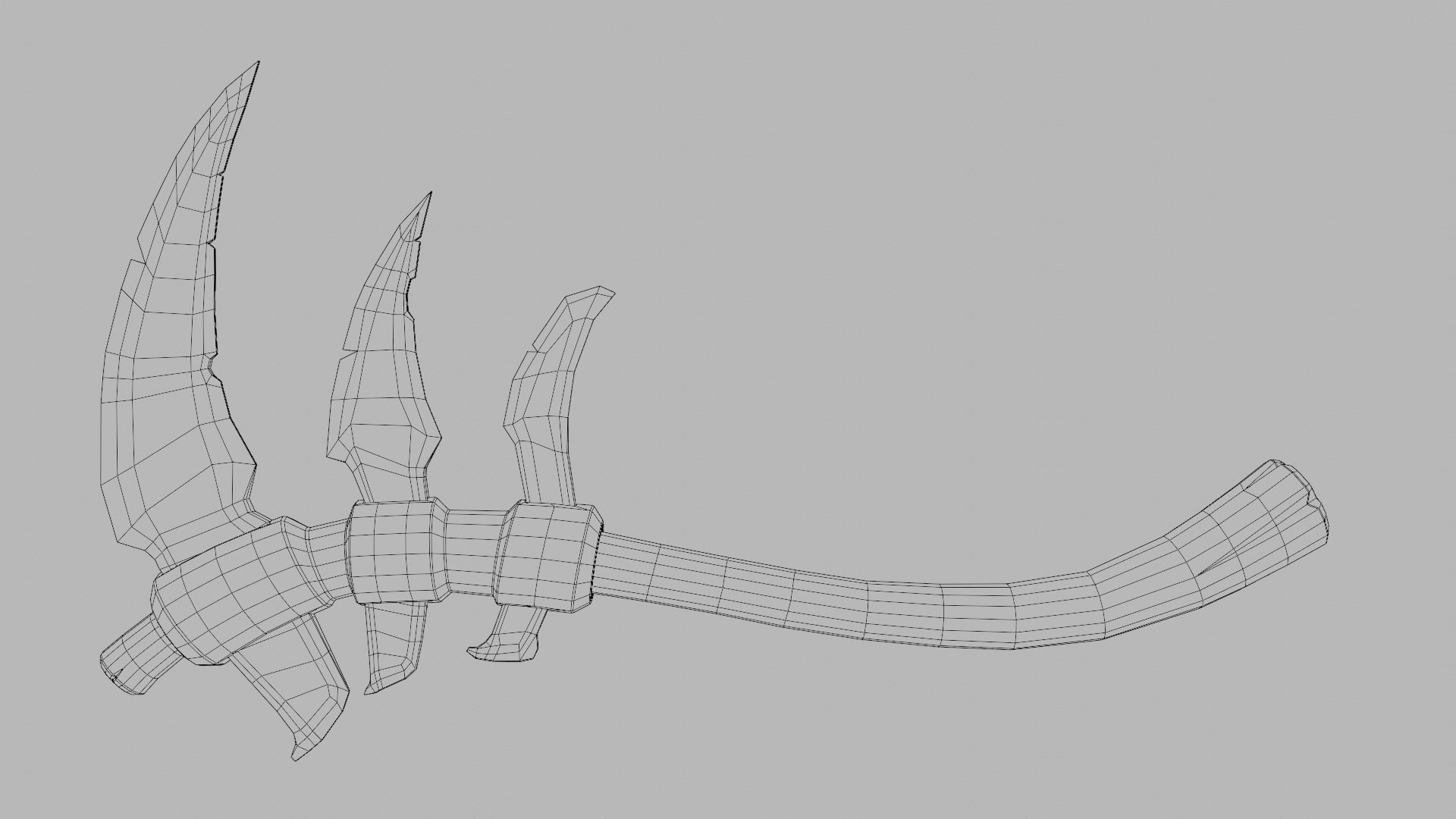 Stylized type triple bladed scythe Low-poly 3D model_21