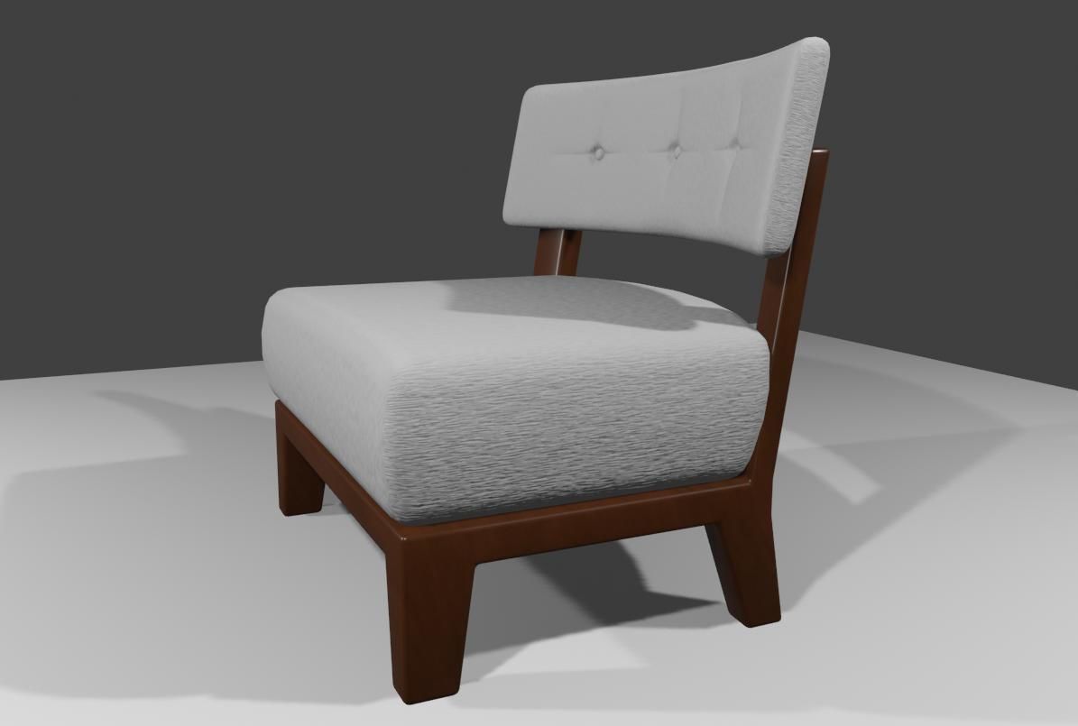 Upholstered Chair - Cadeira Low-poly 3D model_9