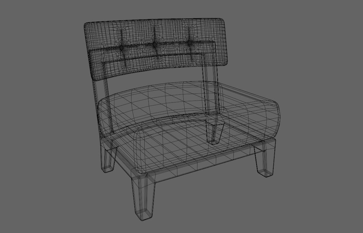 Upholstered Chair - Cadeira Low-poly 3D model_20