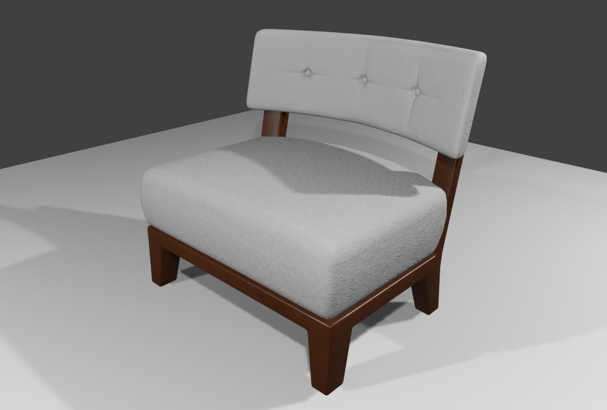 Upholstered Chair - Cadeira Low-poly 3D model_2