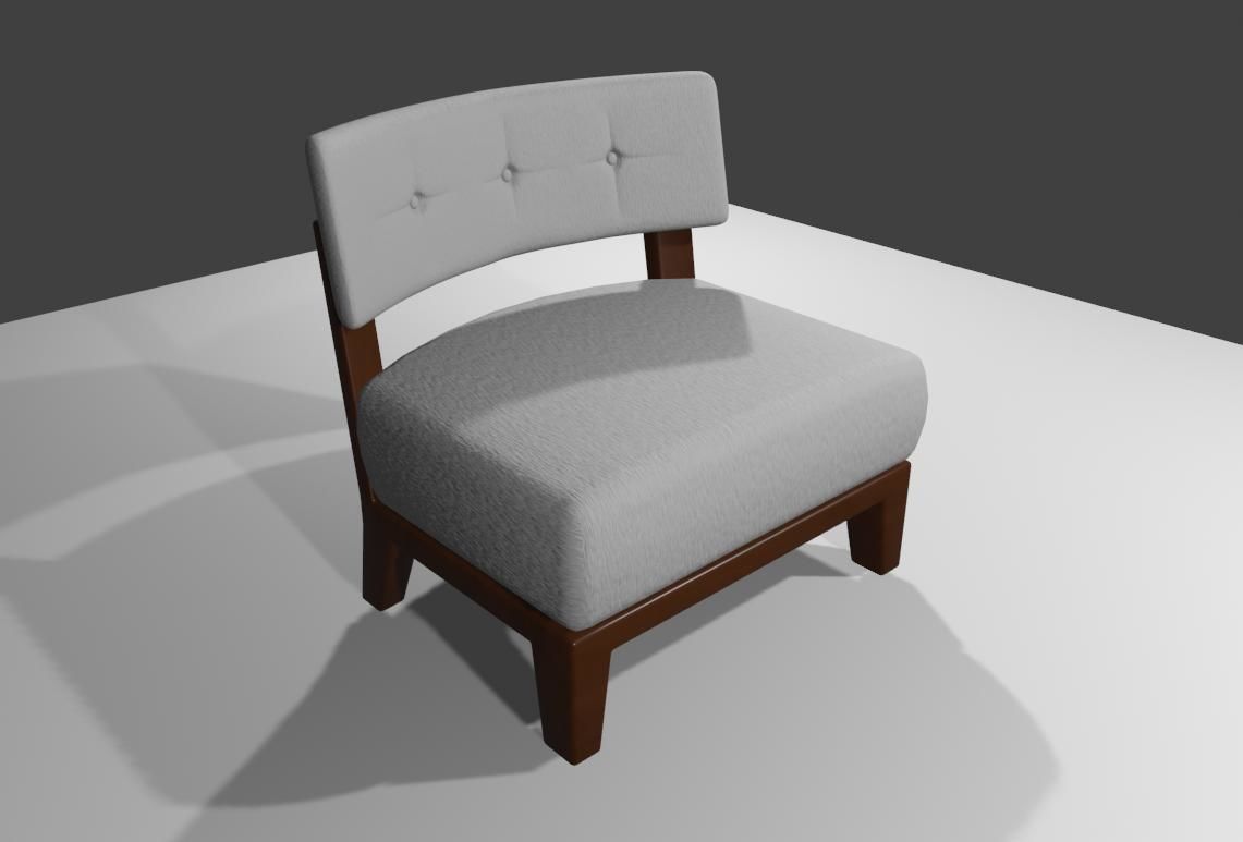 Upholstered Chair - Cadeira Low-poly 3D model_5