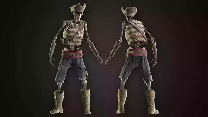 Skelton Pirate 3 Low-poly 3D model