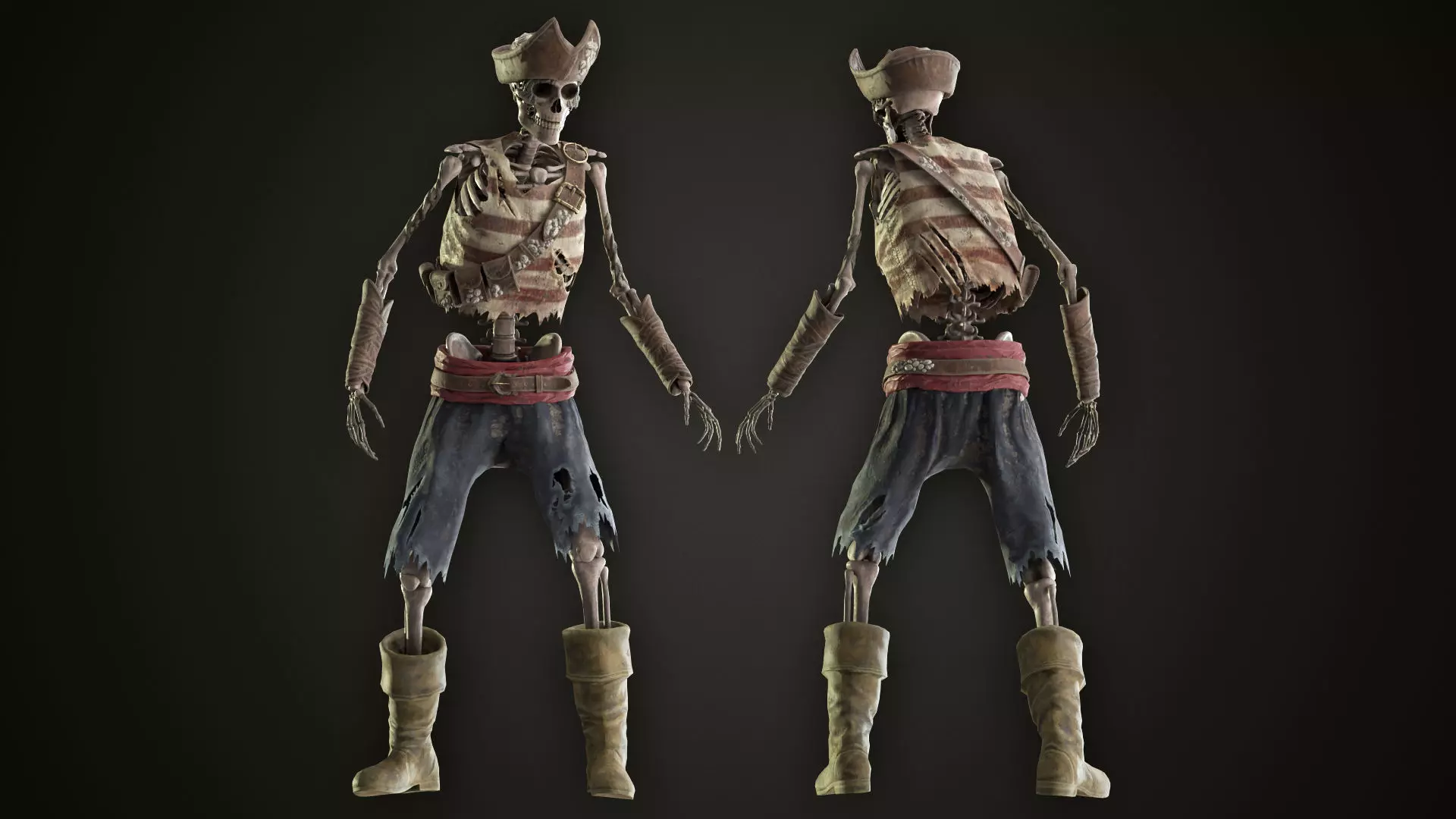 Skelton Pirate 3 Low-poly 3D model