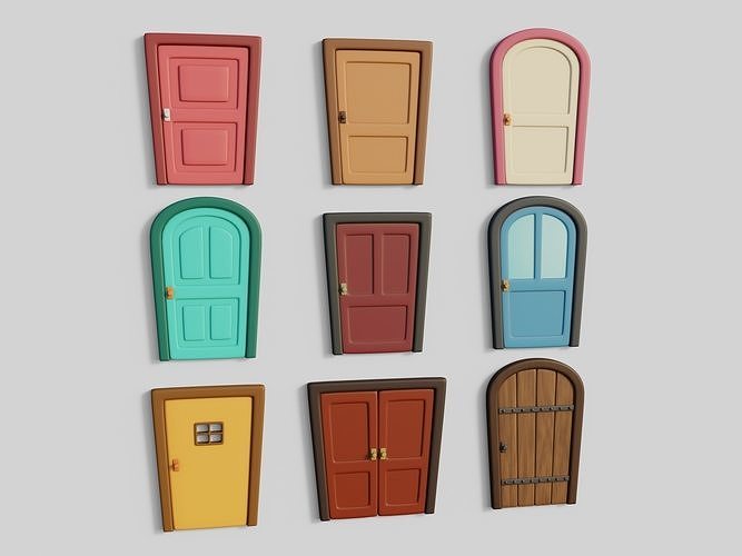 Cartoon Doors Collection 2 Low-poly 3D model