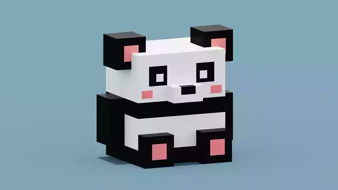 Voxel Panda Low-poly 3D model