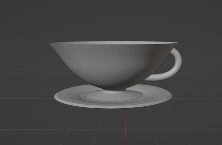 Teacup cup and saucer with gold trim Free 3D model_4