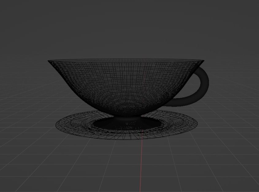Teacup cup and saucer with gold trim Free 3D model_3