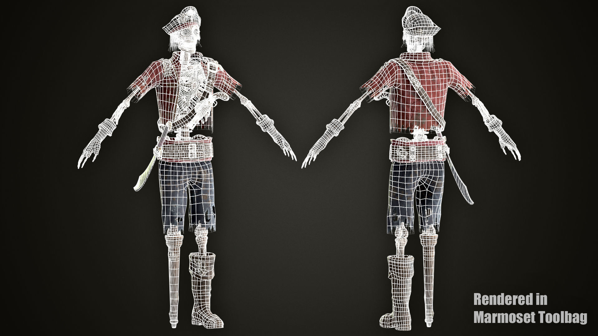 Skeleton Capitan Low-poly 3D model_3