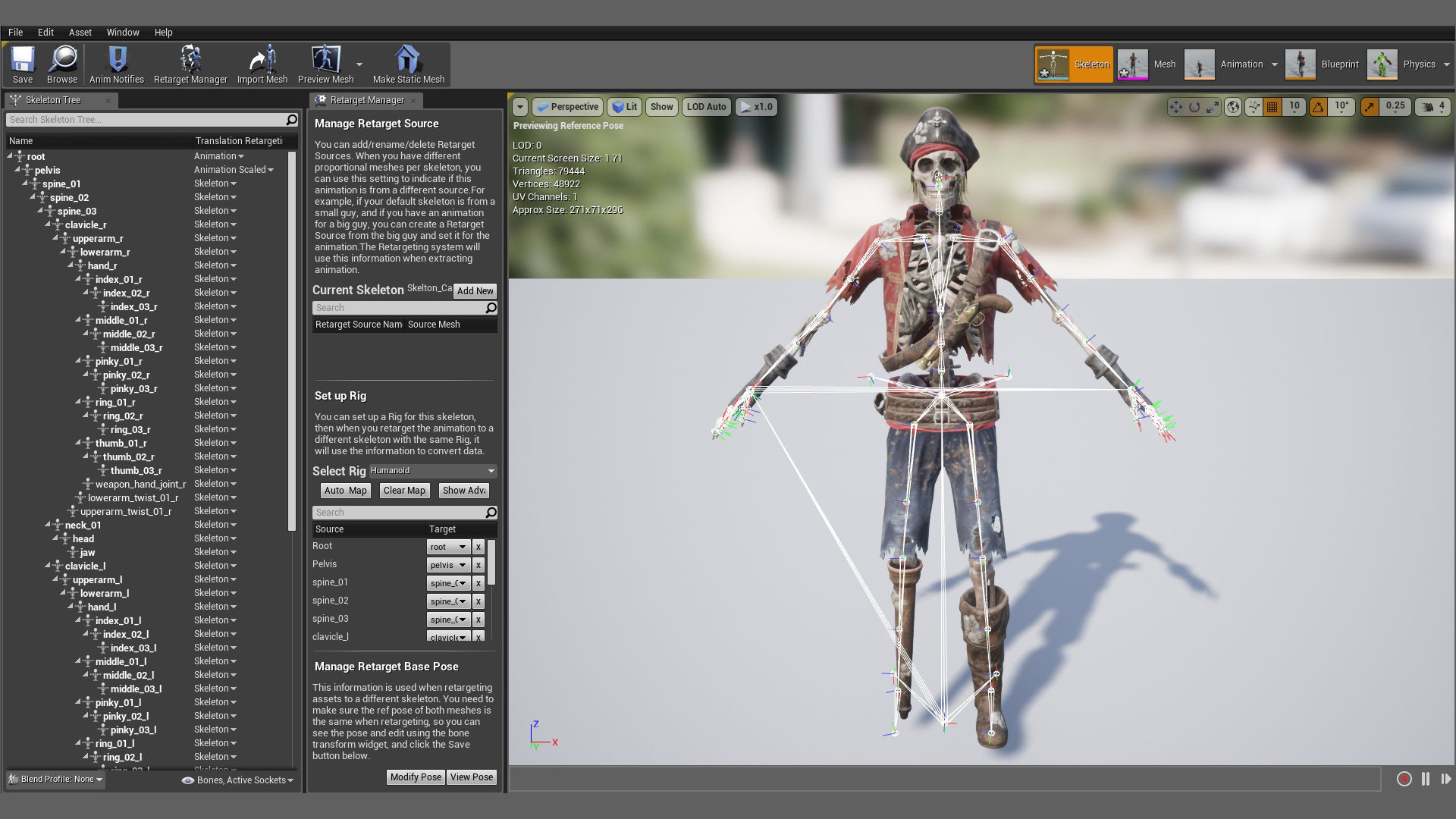 Skeleton Capitan Low-poly 3D model_5