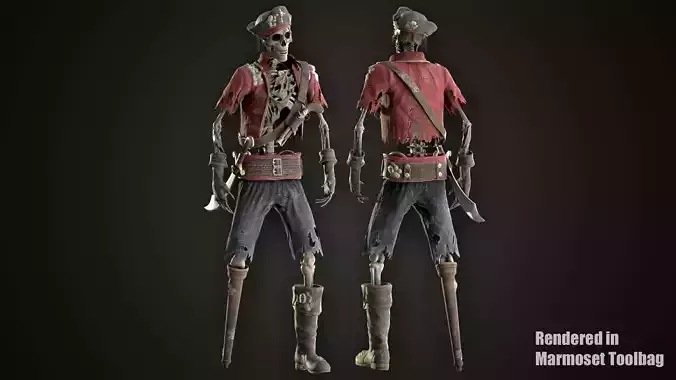 Skeleton Capitan Low-poly 3D model