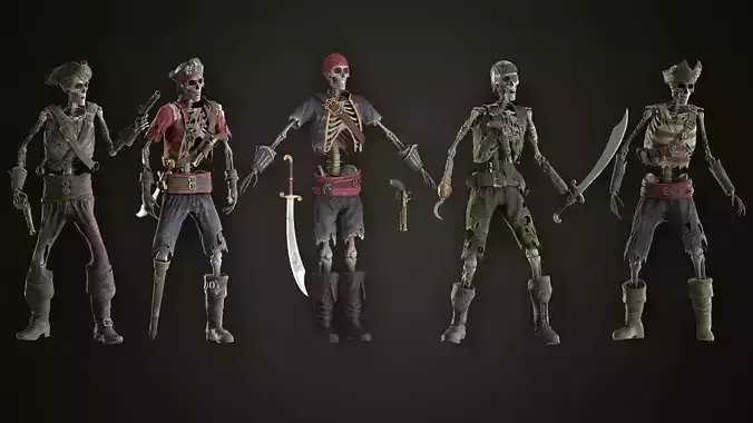Skeletone Pirates Bundle 3D Model Collection