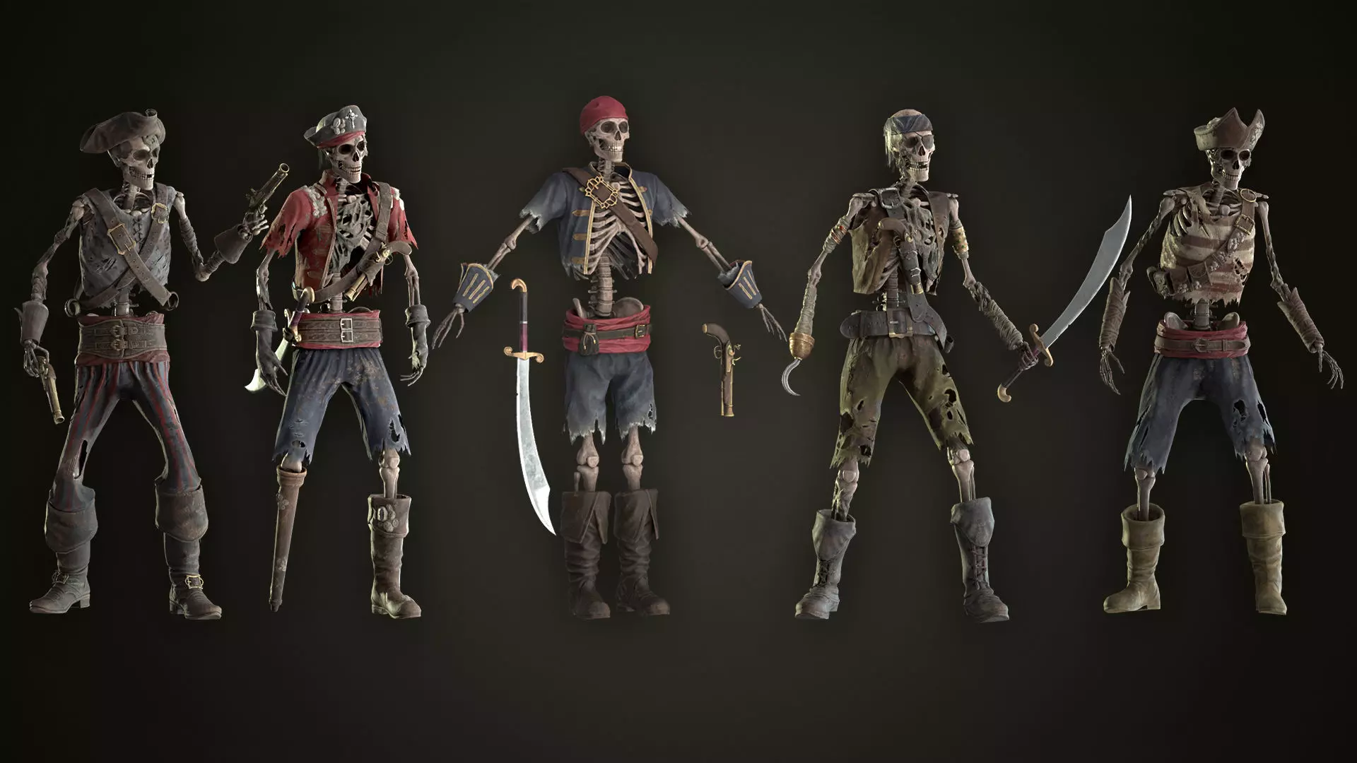 Skeletone Pirates Bundle 3D Model Collection_0