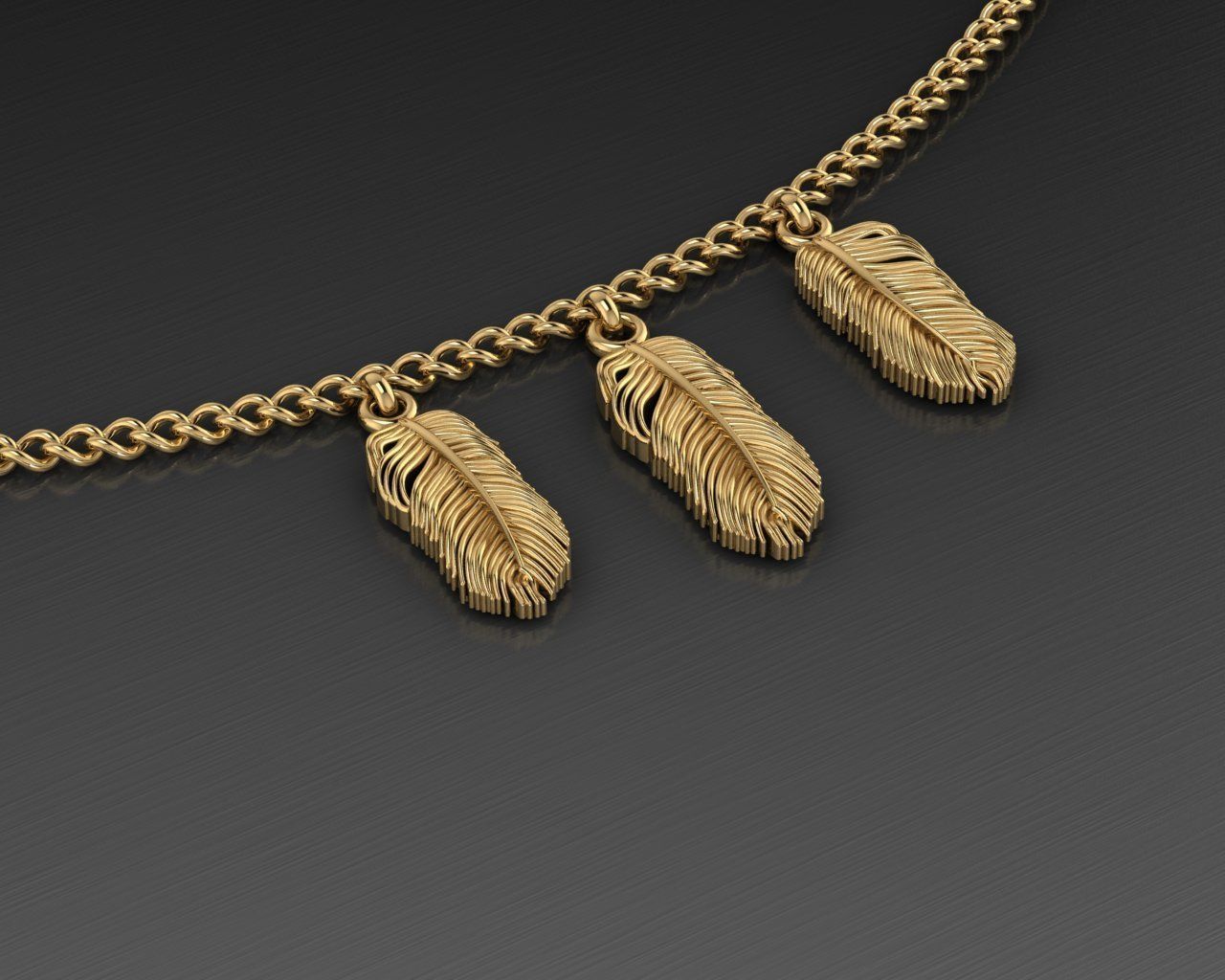 feather pendant 3D print model_2