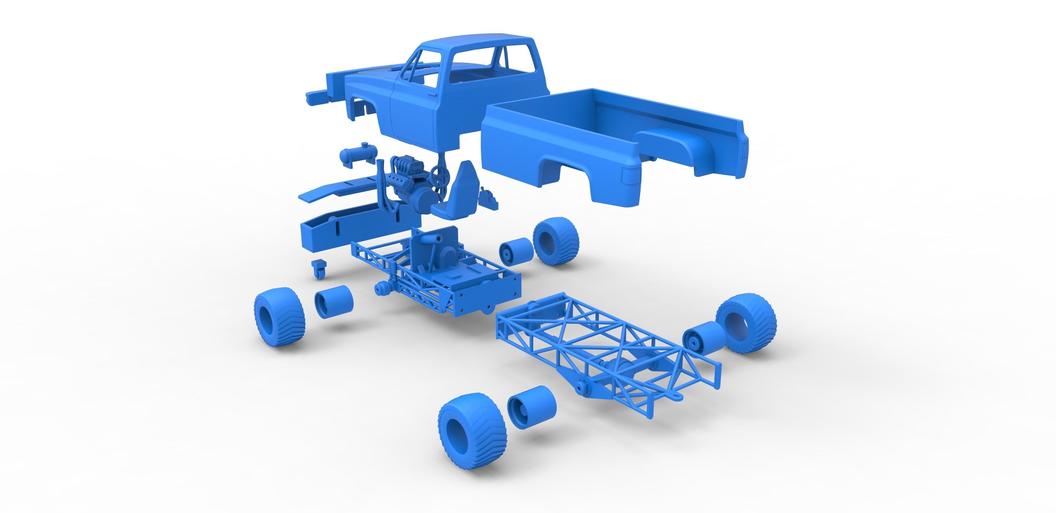 Pulling truck 4wd Scale 1 to 25 3D print model_33