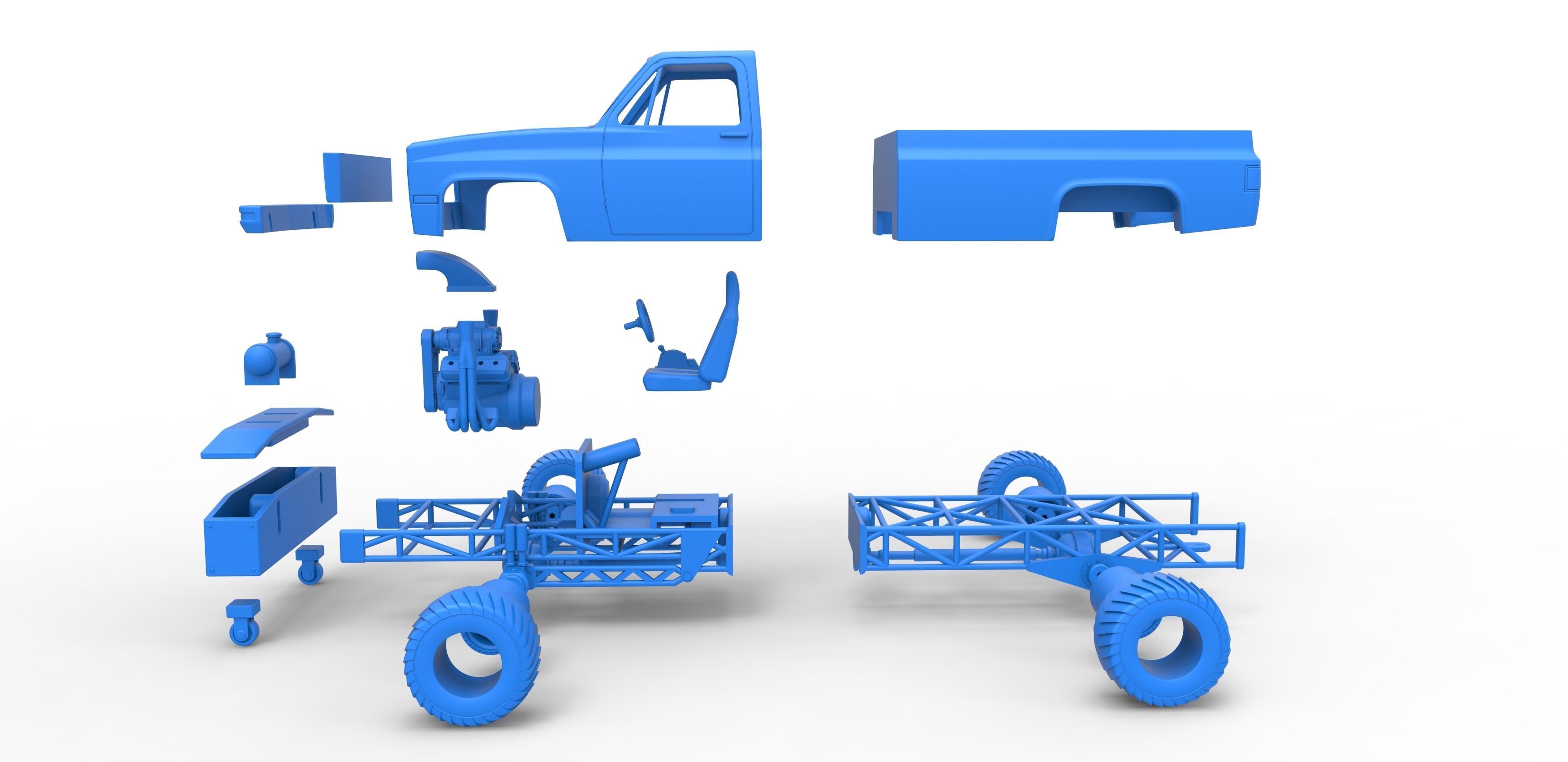 Pulling truck 4wd Scale 1 to 25 3D print model_31