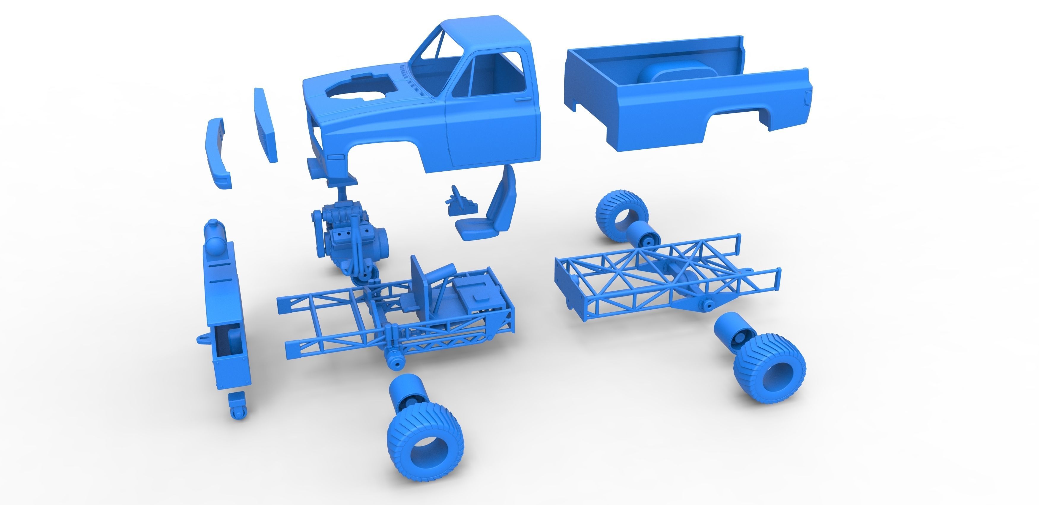 Pulling truck 4wd Scale 1 to 25 3D print model_28