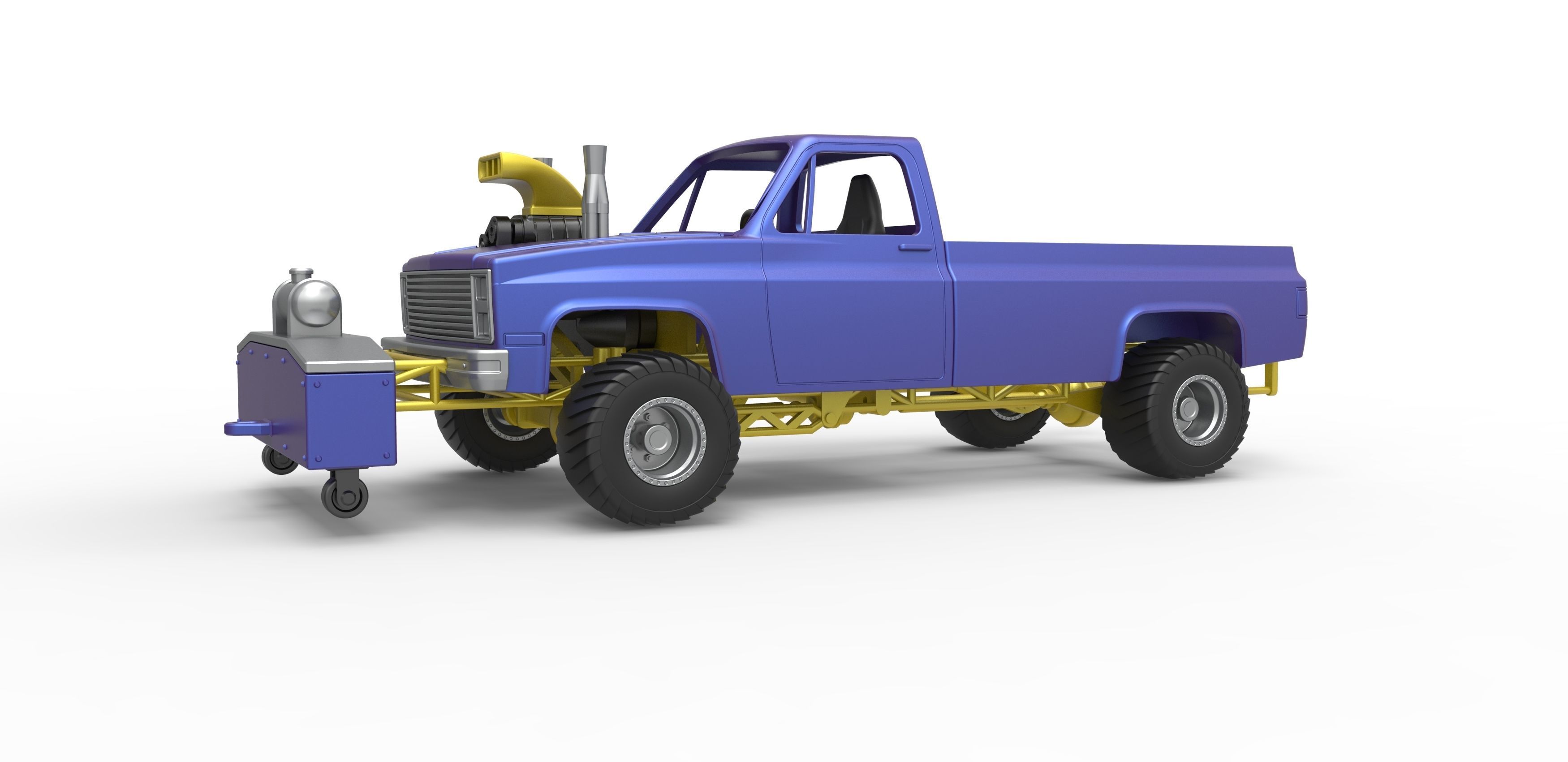 Pulling truck 4wd Scale 1 to 25 3D print model_3