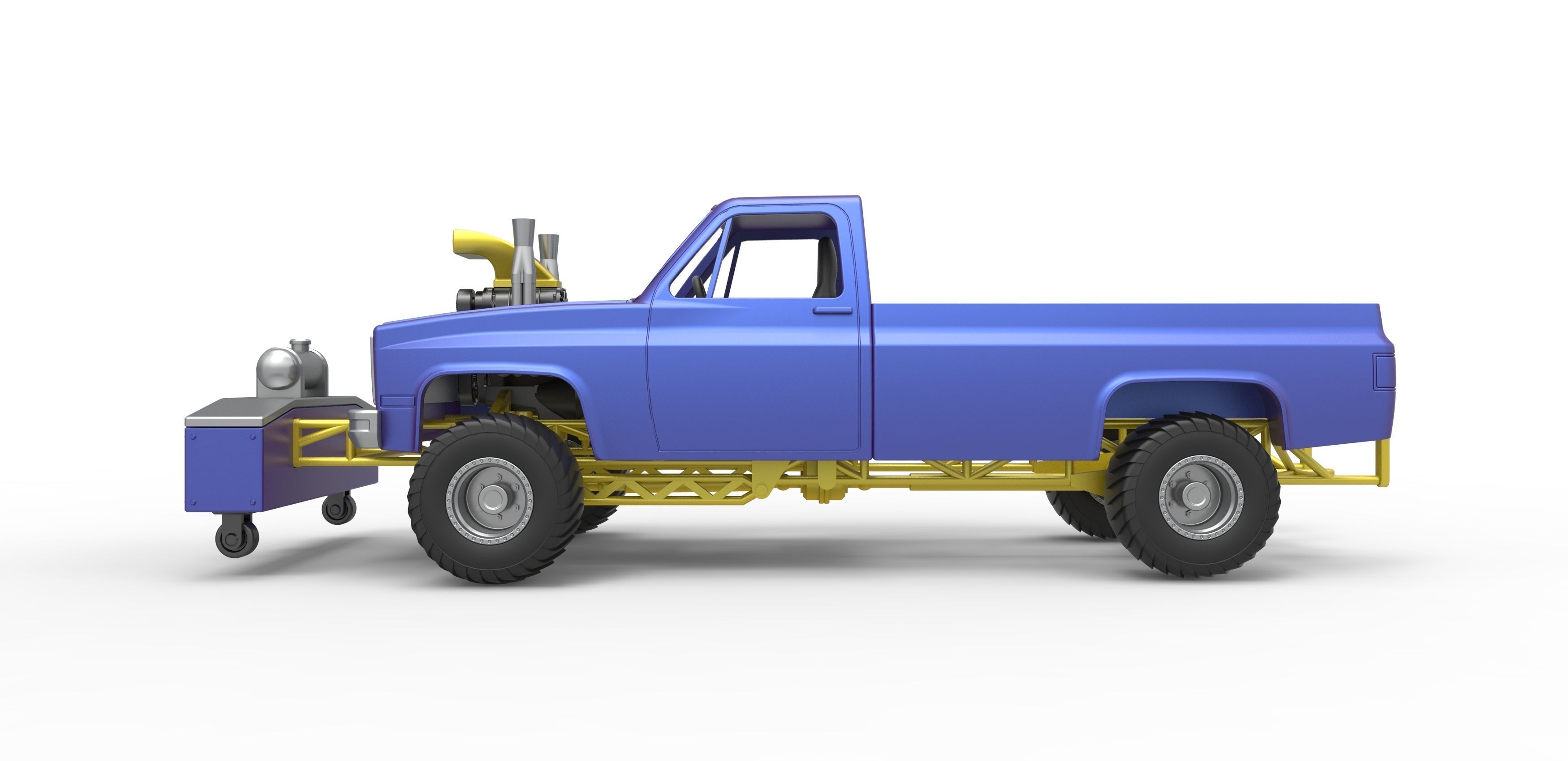 Pulling truck 4wd Scale 1 to 25 3D print model_8