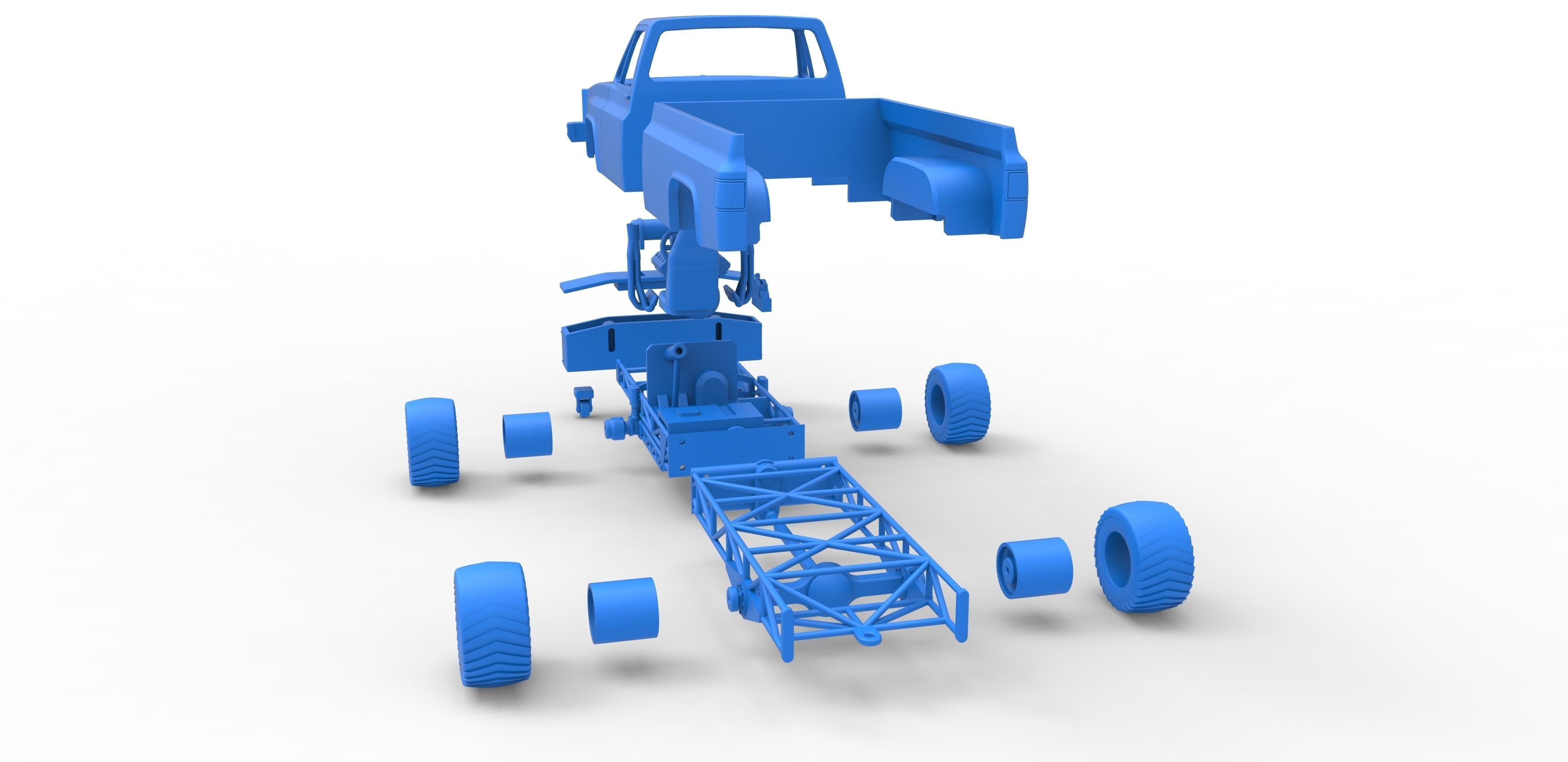 Pulling truck 4wd Scale 1 to 25 3D print model_34