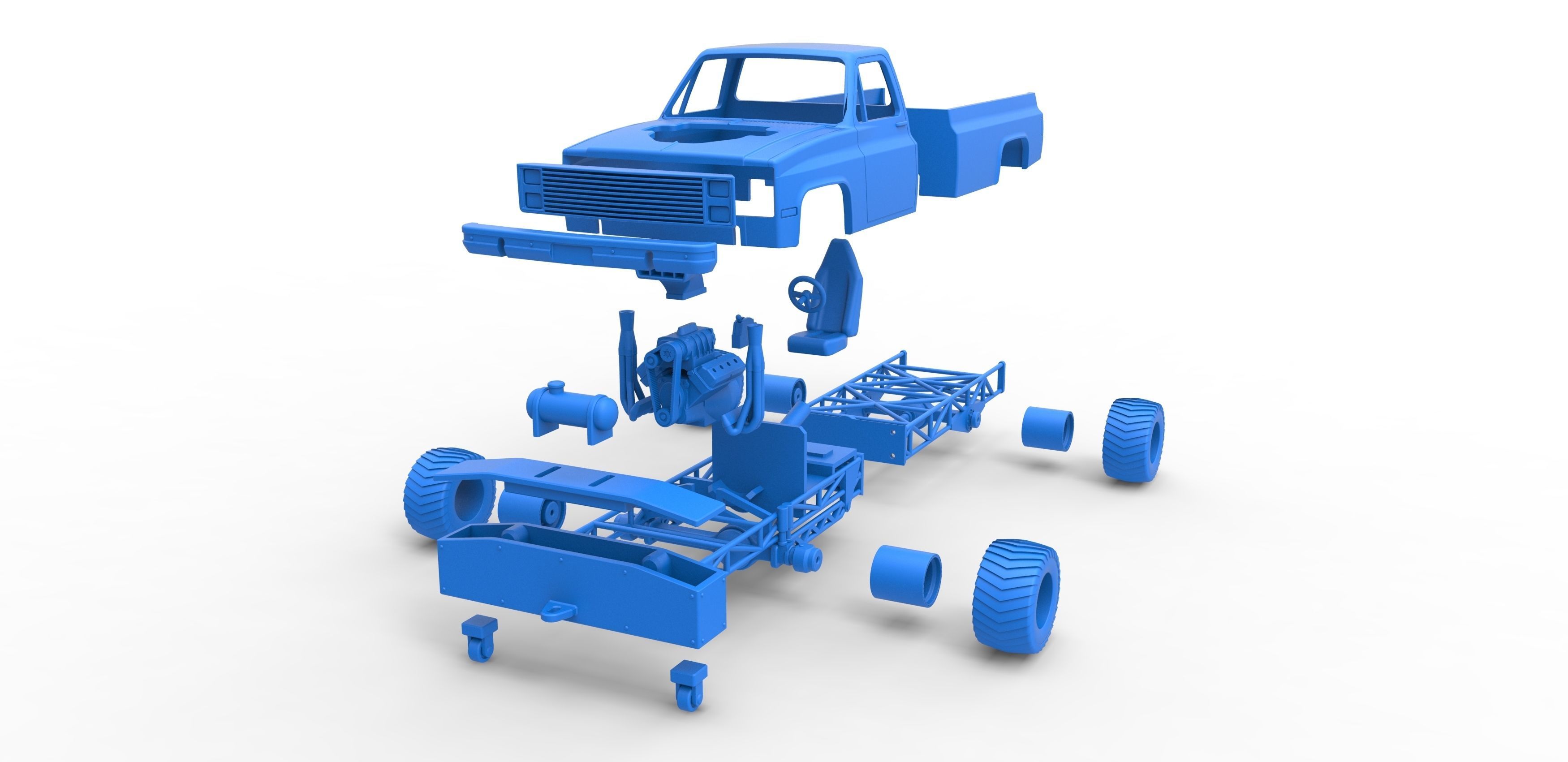 Pulling truck 4wd Scale 1 to 25 3D print model_30