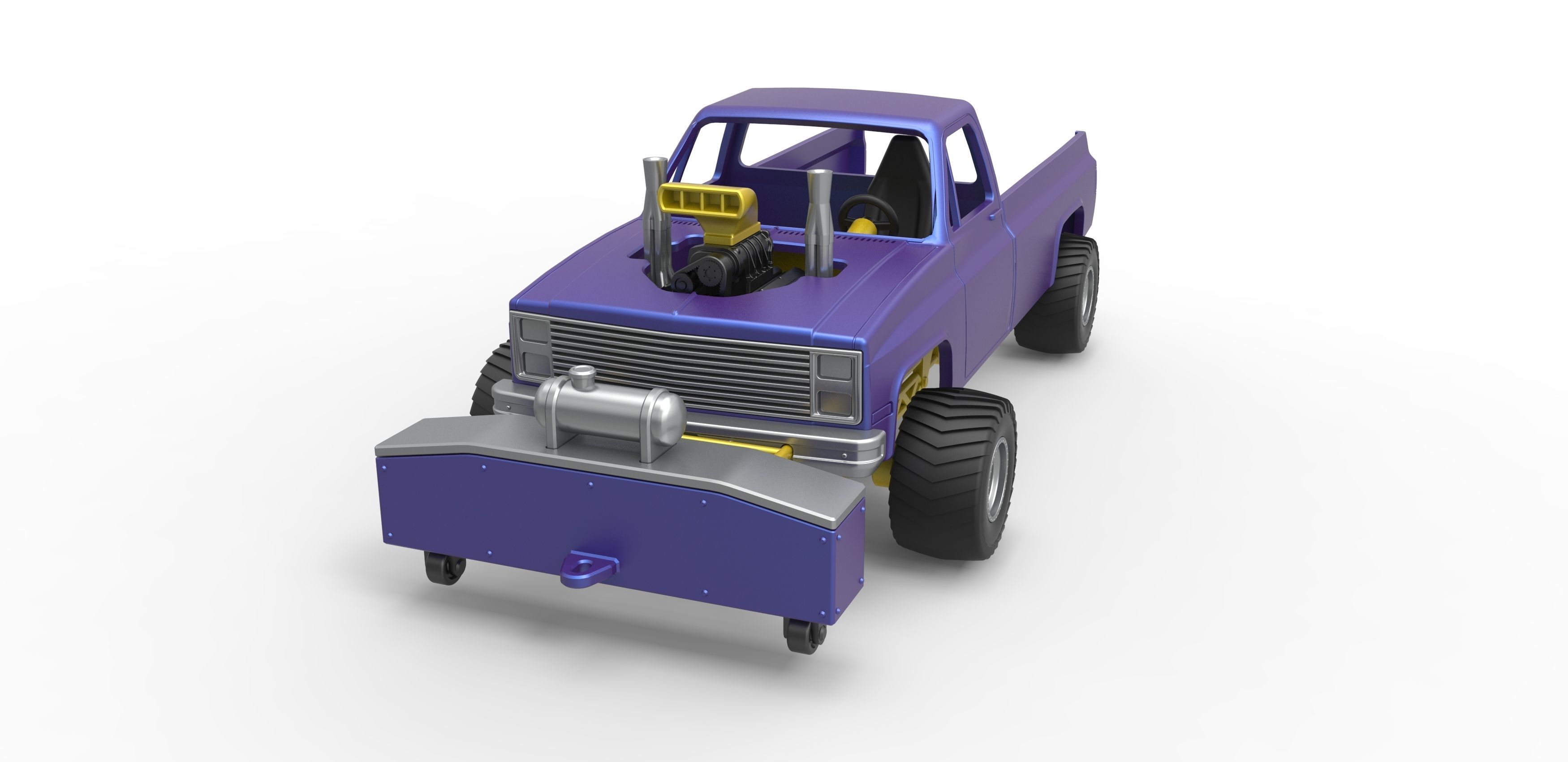 Pulling truck 4wd Scale 1 to 25 3D print model_4