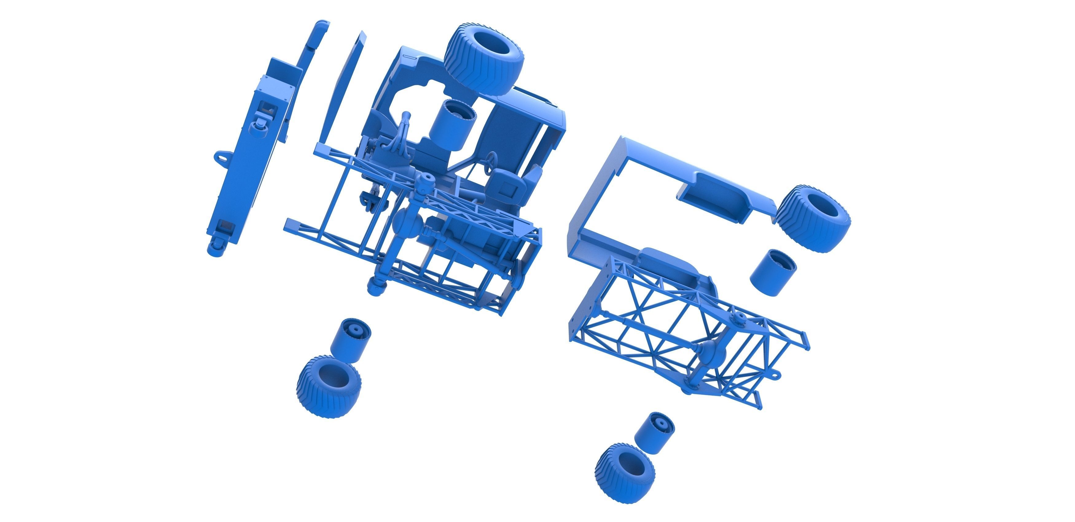 Pulling truck 4wd Scale 1 to 25 3D print model_29