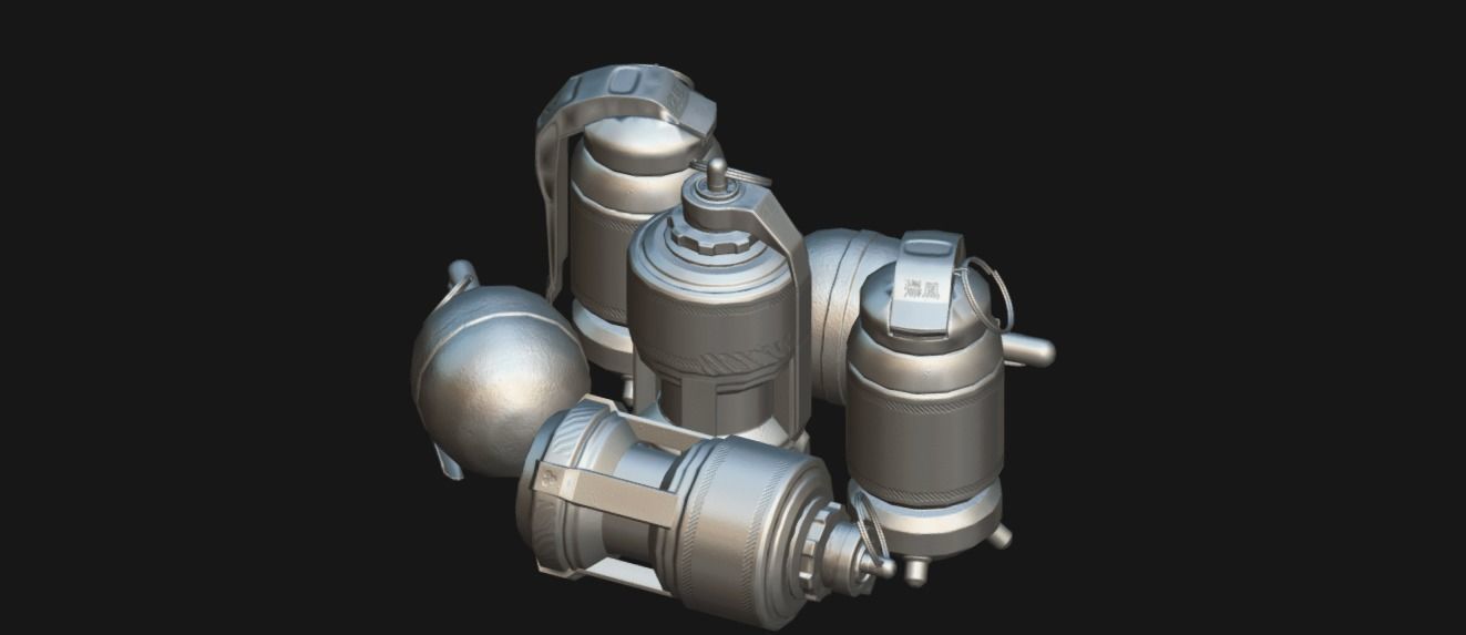 Set of grenades that Plasma Flame and AP grenades Low-poly 3D model_1